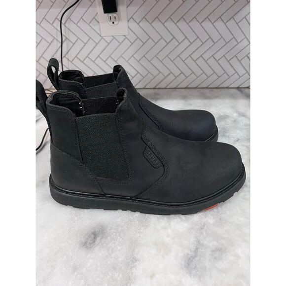 Brunt The Ohman Soft Toe Work Boots Black Leather Slip-On Chelsea ASTM Size 13 - Picture 1 of 12